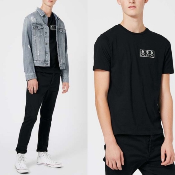 Topman Skulls and Crossbones Tee Men's Patch - Picture 2 of 5
